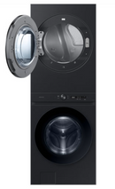 Centre de Buanderie Superposé Laveuse de 5,3 pi³ / Sécheuse de 7,6pi³ Acier Inoxydable Noir Samsung WF46DBH500AV  [BOITE OUVERTE]