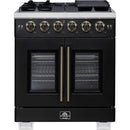  Forno 30-inch Capriasca Freestanding Gas Range with French Door FFSGS6460-30BLK IMAGE 1