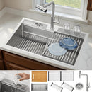  Forno 33" Drop-In/Undermount 3-Level Workstation Sink with Waterfall Faucet and Glass Rinser D-XP30 IMAGE 1
