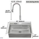  Forno 33" Drop-In/Undermount 3-Level Workstation Sink with Faucet, Waterfall and Glass Rinser D-WP30 IMAGE 15
