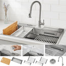  Forno 33" Drop-In/Undermount 3-Level Workstation Sink with Faucet, Waterfall and Glass Rinser D-WP30 IMAGE 1