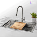  Forno 33" Drop-In/Undermount 3-Level Workstation Sink with Faucet, Waterfall and Glass Rinser D-WP30 IMAGE 2