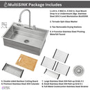  Forno 33" Drop-In/Undermount 3-Level Workstation Sink with Waterfall Faucet and Glass Rinser E-XP30 IMAGE 14