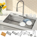  Forno 33" Drop-In/Undermount 3-Level MultiSINK Workstation Sink with Waterfall Faucet and Glass Rinser E-XP31 IMAGE 1