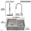  Forno 33" Drop-In/Undermount 40/60 Double Bowl Stainless Steel Sink with Waterfall Faucet H-XN30 IMAGE 9