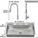  Forno 45" Drop-In/Undermount 3-Level Workstation Sink with Two Faucets and Glass Rinser J-WP30 IMAGE 18