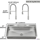  Forno 45" Drop-In/Undermount 3-Level Workstation Sink with Two Faucets and Glass Rinser J-WP31 IMAGE 16