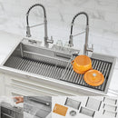  Forno 45" Drop-In/Undermount 3-Level Workstation Sink with Two Faucets and Glass Rinser J-WP31 IMAGE 1