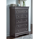  IFDC Chests 5 Drawers Pompei Chest - Grey IMAGE 1