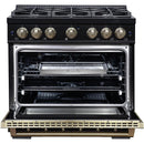  Forno 36-inch, 5.2 Cu.Ft. Valente Dual Fuel Range FFSGS6199-36CPBLK IMAGE 3