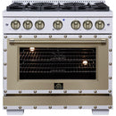  Forno 36-inch, 5.2 Cu.Ft. Valente Gas Range FFSGS6299-36CPWHT IMAGE 1