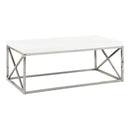  Monarch I 3028 Coffee Table - Glossy White With Chrome Metal IMAGE 1