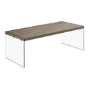  Monarch I 3054 Coffee Table - Dark Taupe With Tempered Glass IMAGE 1
