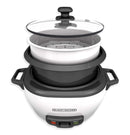 Black & Decker Non-Stick Rice Cooker & Steamer White, 6 Cups [OPEN BOX]
